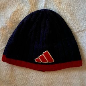 Blue and Red Vintage Adidas Knitted Beanie